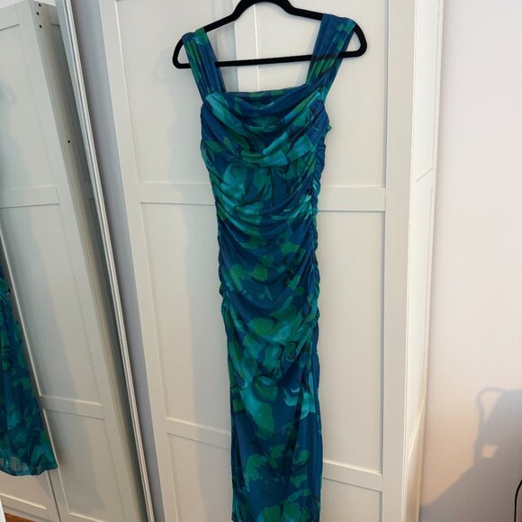 PRETTYGARDEN Maxi Dresses Summer Elegant Floral Off Shoulder Ruch - Picture 2 of 4